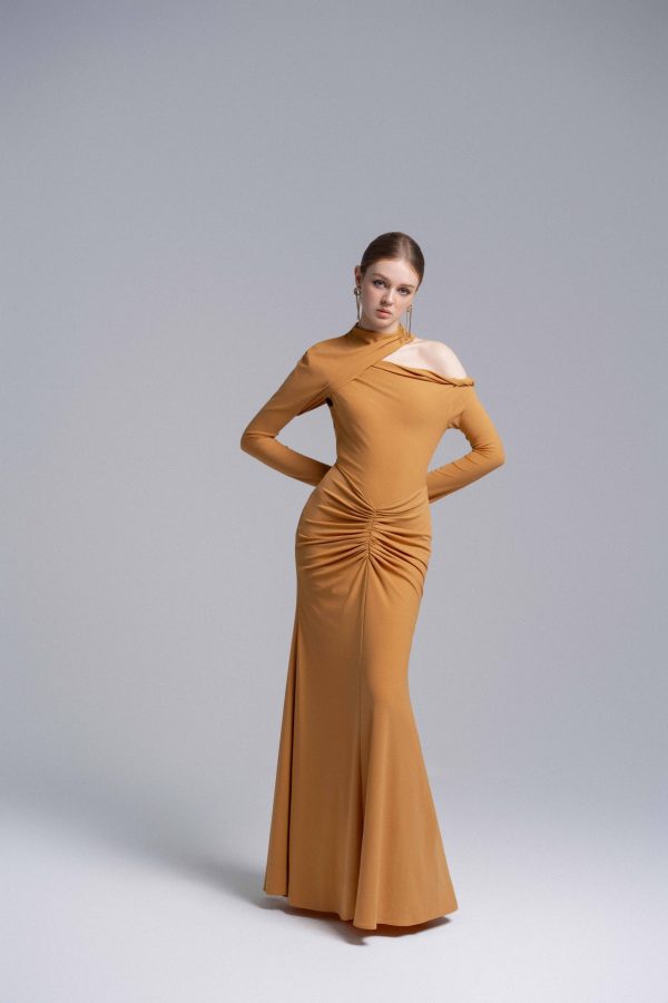 MARIGOLD HALTER DRAPED DRESS - Image 3