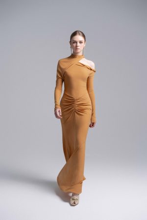 MARIGOLD HALTER DRAPED DRESS