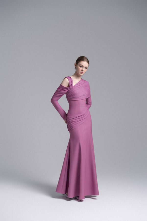 LILAC TWISTED SHOULDER MIDI DRESS - Image 3