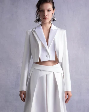CROPPED PIQUE AND RAZMIR JACKET