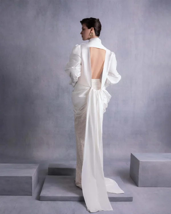 OPEN-BACK SWEEPING TRAIN TAFETTA BLOUSE - Image 2