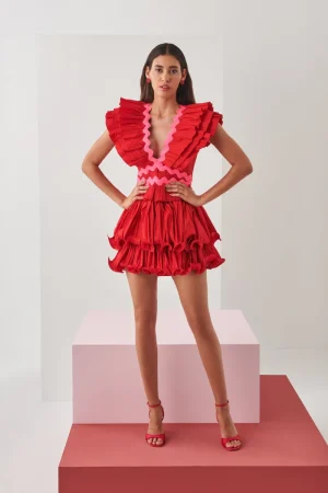 PRISMA DRESS RED