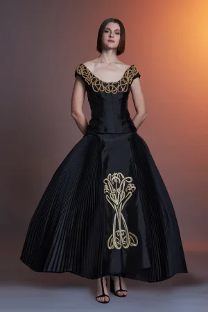 LUJANE TOP&SKIRT BLACK/GOLD