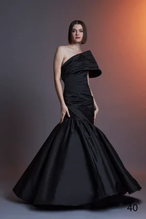 AMANDA ASYMETRICAL DETAIL EVENING DRESS