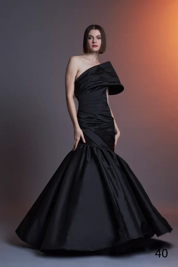 AMANDA ASYMETRICAL DETAIL EVENING DRESS