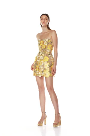 Jasmine Maraya Yellow Mini Dress - Image 3