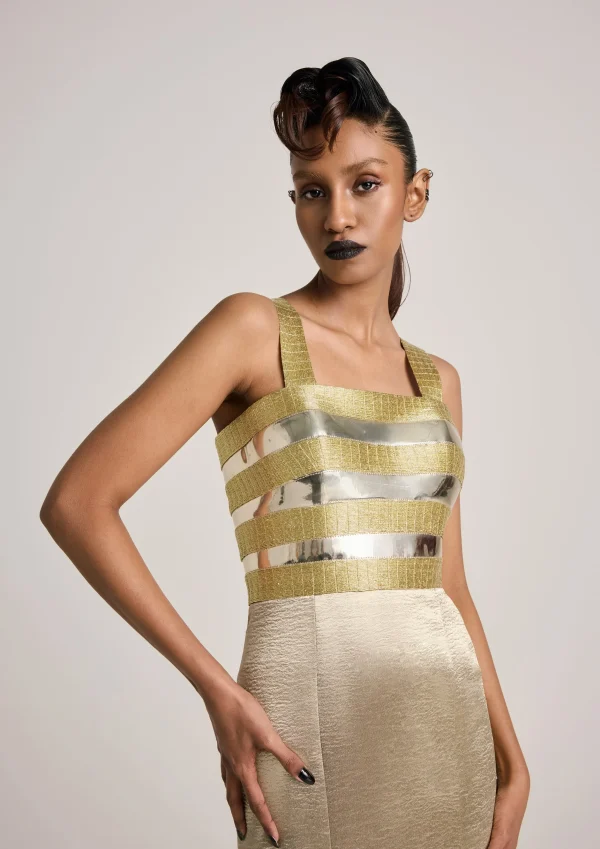 A.K.H.L THE MIRROR-ZARI FISHTAIL DRESS - Image 2