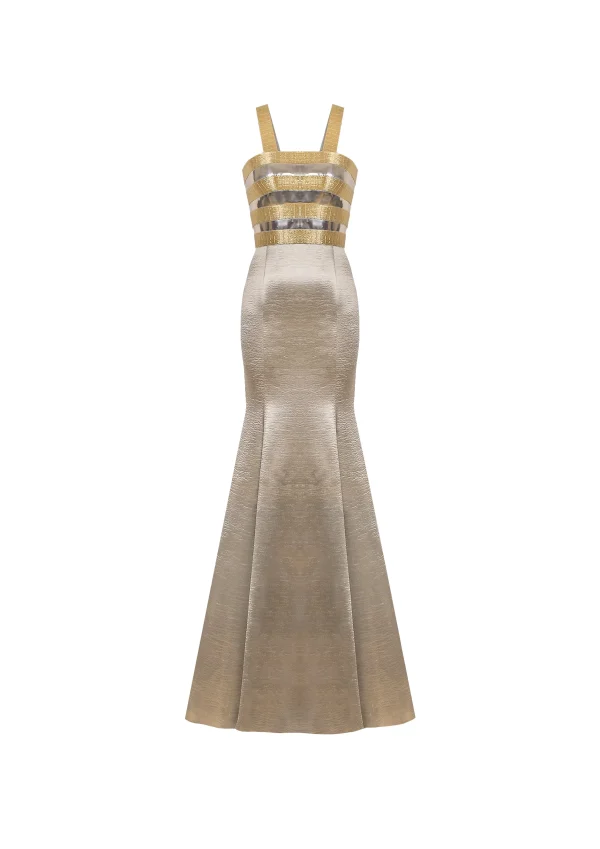 A.K.H.L THE MIRROR-ZARI FISHTAIL DRESS - Image 3