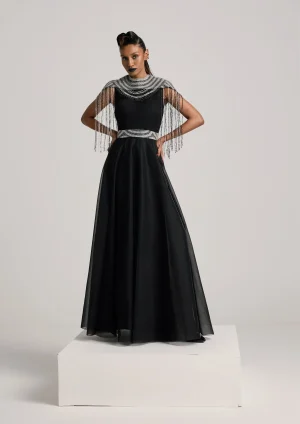 A.K.H.L SEQUIN TASSEL CAPE DRESS