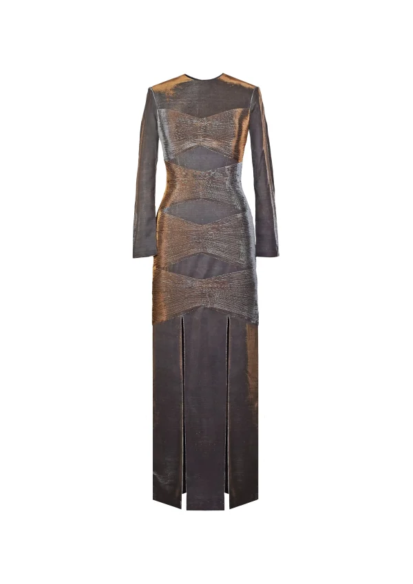 A.K.H.L THE BRONZE MICROPLEATED PANELS DRESS - Image 2