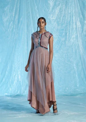 Angular gathered satin Dress