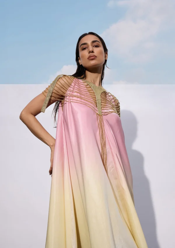 OMBRE SATIN DRESS WITH FRINGES - Image 4