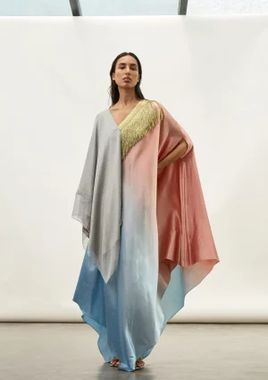 METALLIC MESH ASYMMETRIC KAFTAN