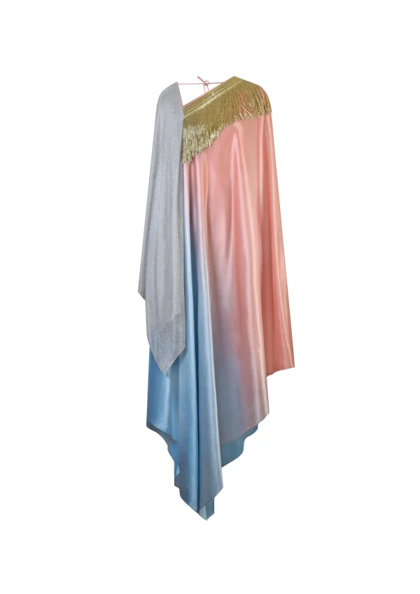 METALLIC MESH ASYMMETRIC KAFTAN - Image 3
