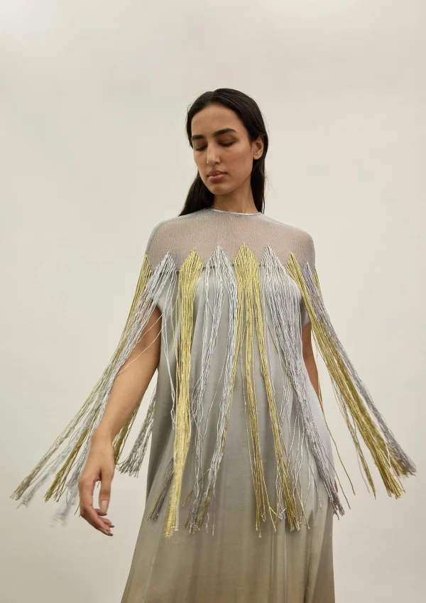 GOLD & SILVER METALLIC KAFTAN - Image 2