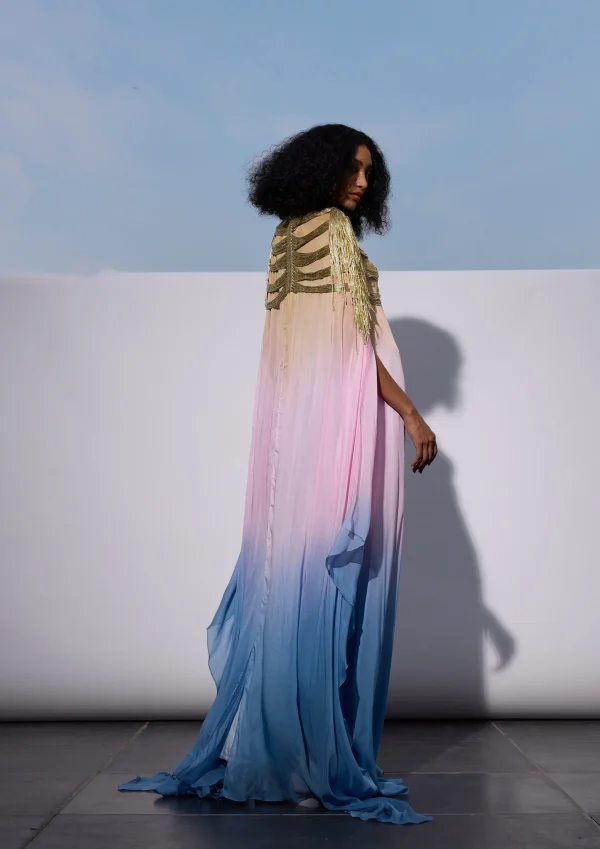 THE SKYLINE ZARI FRINGED CAPE SET - Image 2