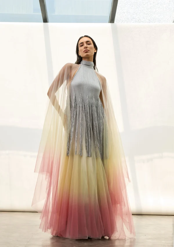 THE TWILIGHT HALTER FRINGED DRESS
