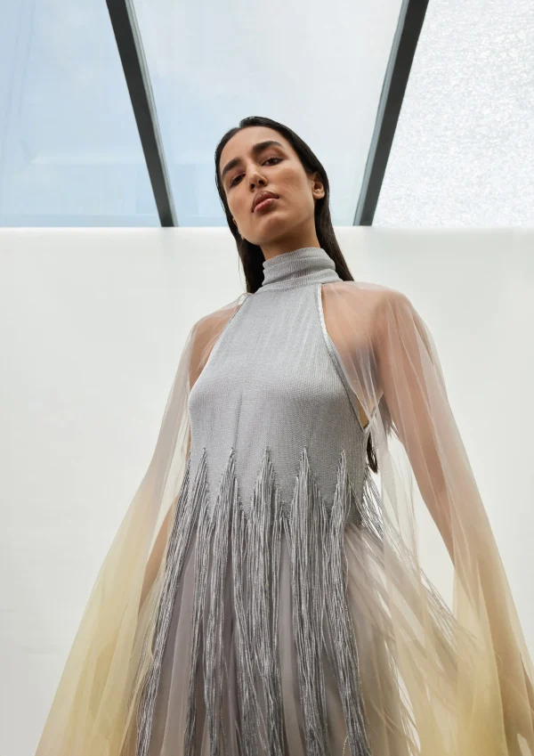 THE TWILIGHT HALTER FRINGED DRESS - Image 2