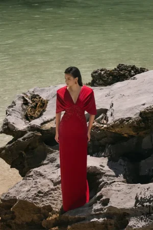 Deep V-Neck Dress - Image 3