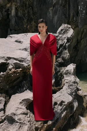 Deep V-Neck Dress