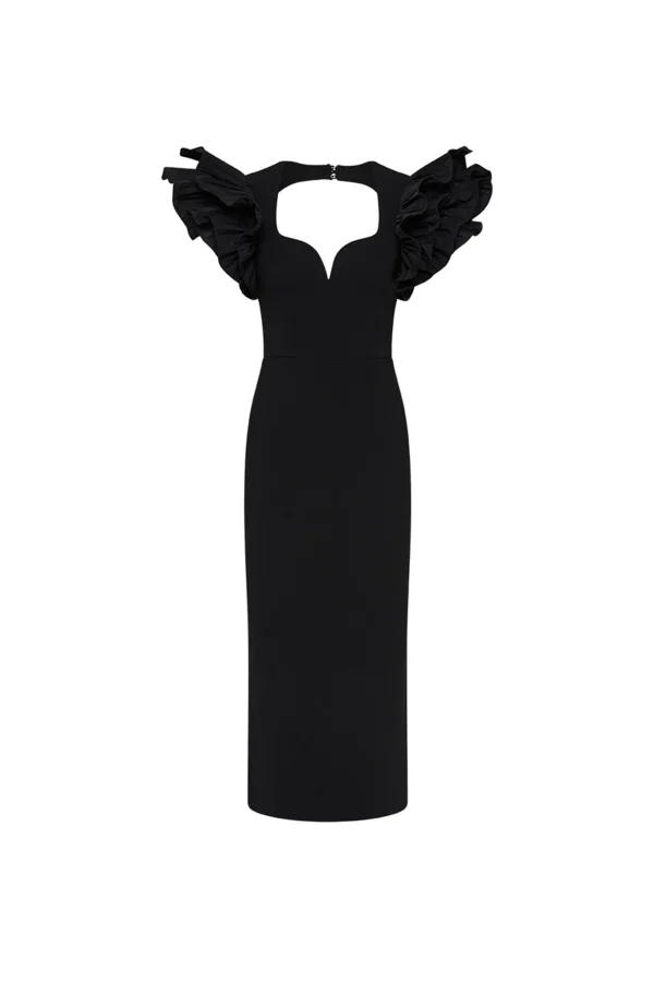 REBECCA VALLANCE ELLA PUFF SLEEVE MIDI DRESS - Image 5