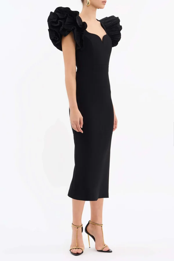 REBECCA VALLANCE ELLA PUFF SLEEVE MIDI DRESS - Image 3
