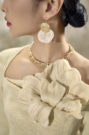 Floral 3D Diagonal Neck Dress - Image 3