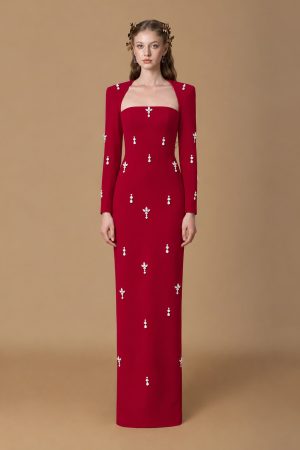 Trapeze Neck Column Gown