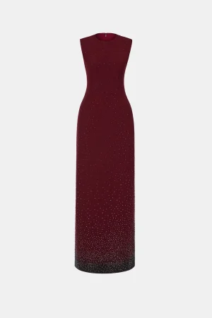 Alternative view of Burgundy Crystal Beaded Maxi Dress