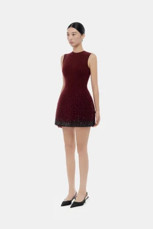 Alternative view of Burgundy Crystal Beaded Mini Dress
