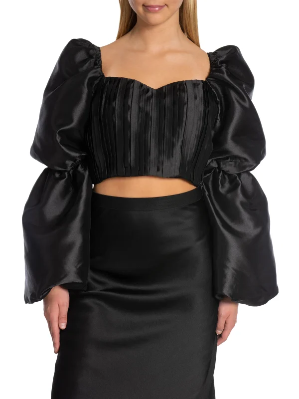 HANNAH POUF SLEEVE CROPPED TOP