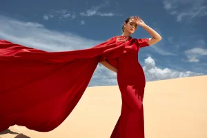 Red Draped Gown - Image 4