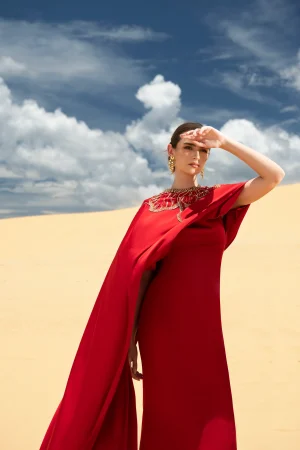 Red Draped Gown