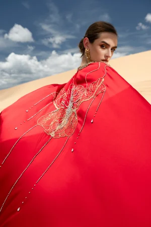 Red Draped Gown - Image 3