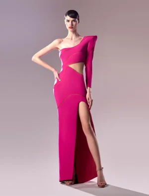 One sleeve crepe Dress