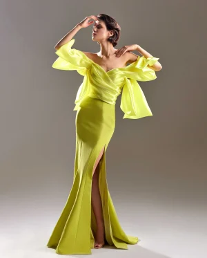 Lime Crepe Dress - Image 3