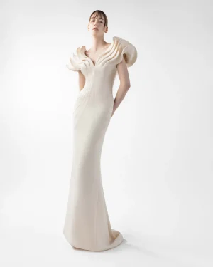 Cream Crepe Gown