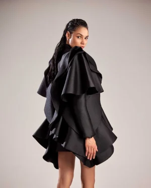Alternative view of Mikado Piqué Jacket with Dramatic Ruffles