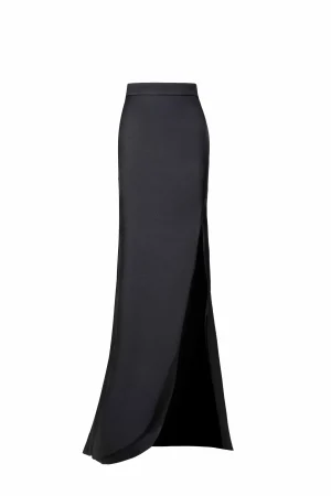 Alternative view of High-Slit Black Mikado Skirt