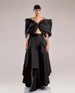 Elegant Black Taffeta Skirt