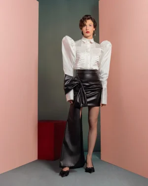 Asymmetrical Leather Skirt