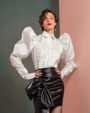 Alternative view of Asymmetrical Leather Skirt