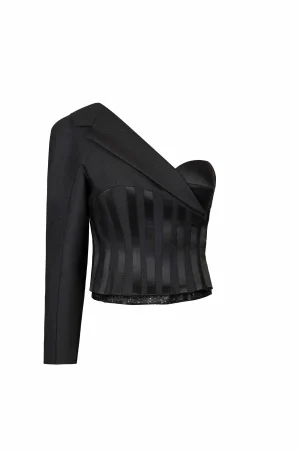 Alternative view of One-Sleeve Mikado Jacket