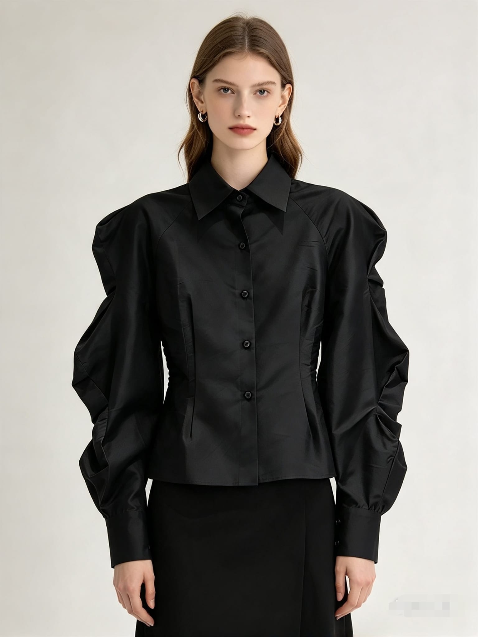 White Taffeta Embossed Blouse - Image 4