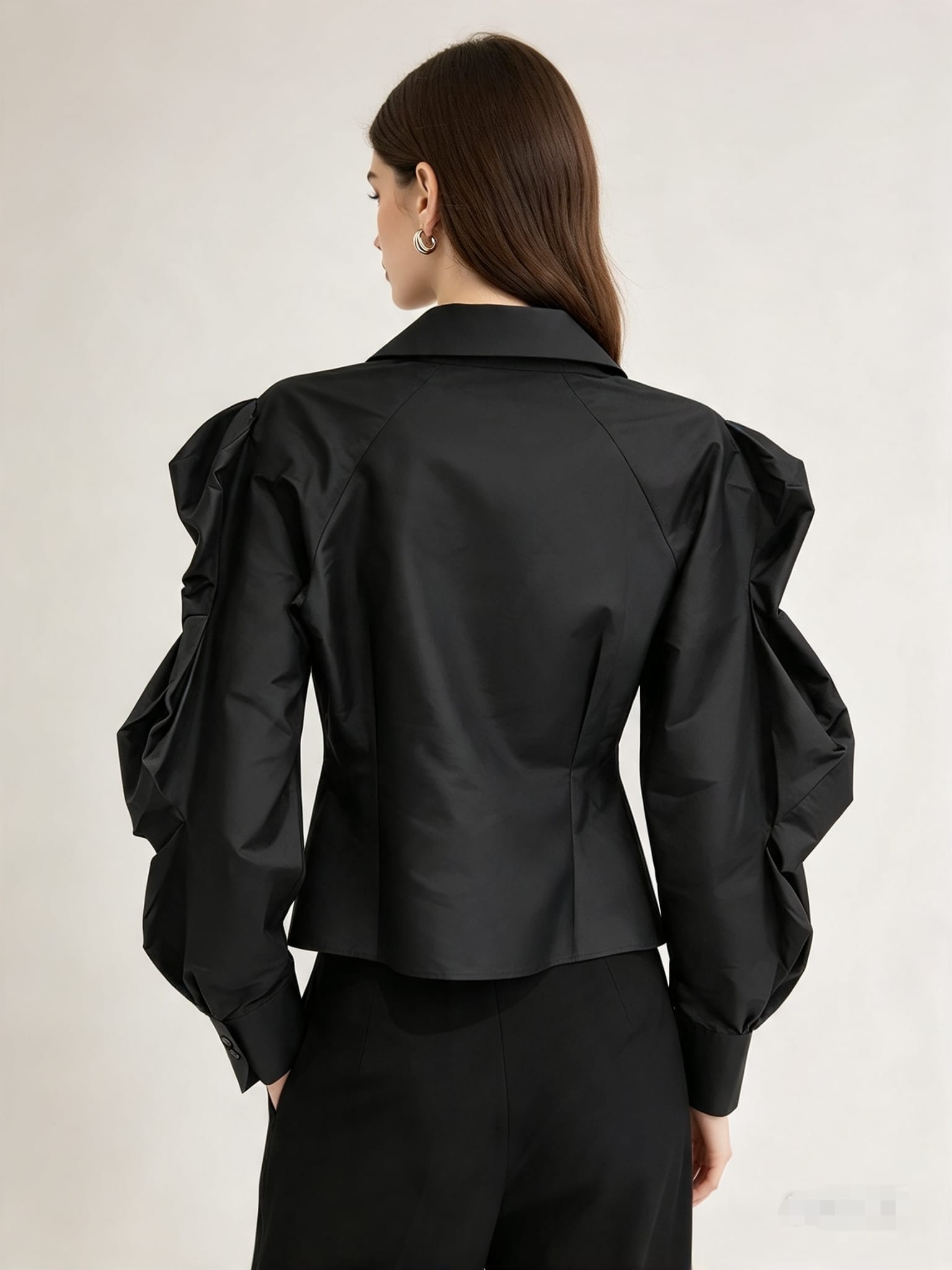 White Taffeta Embossed Blouse - Image 5