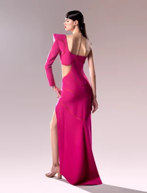 One sleeve crepe Dress - Image 3