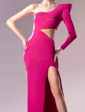 Alternative view of One sleeve crepe Dress