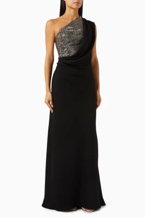 Crystal-embellished Draped Dress