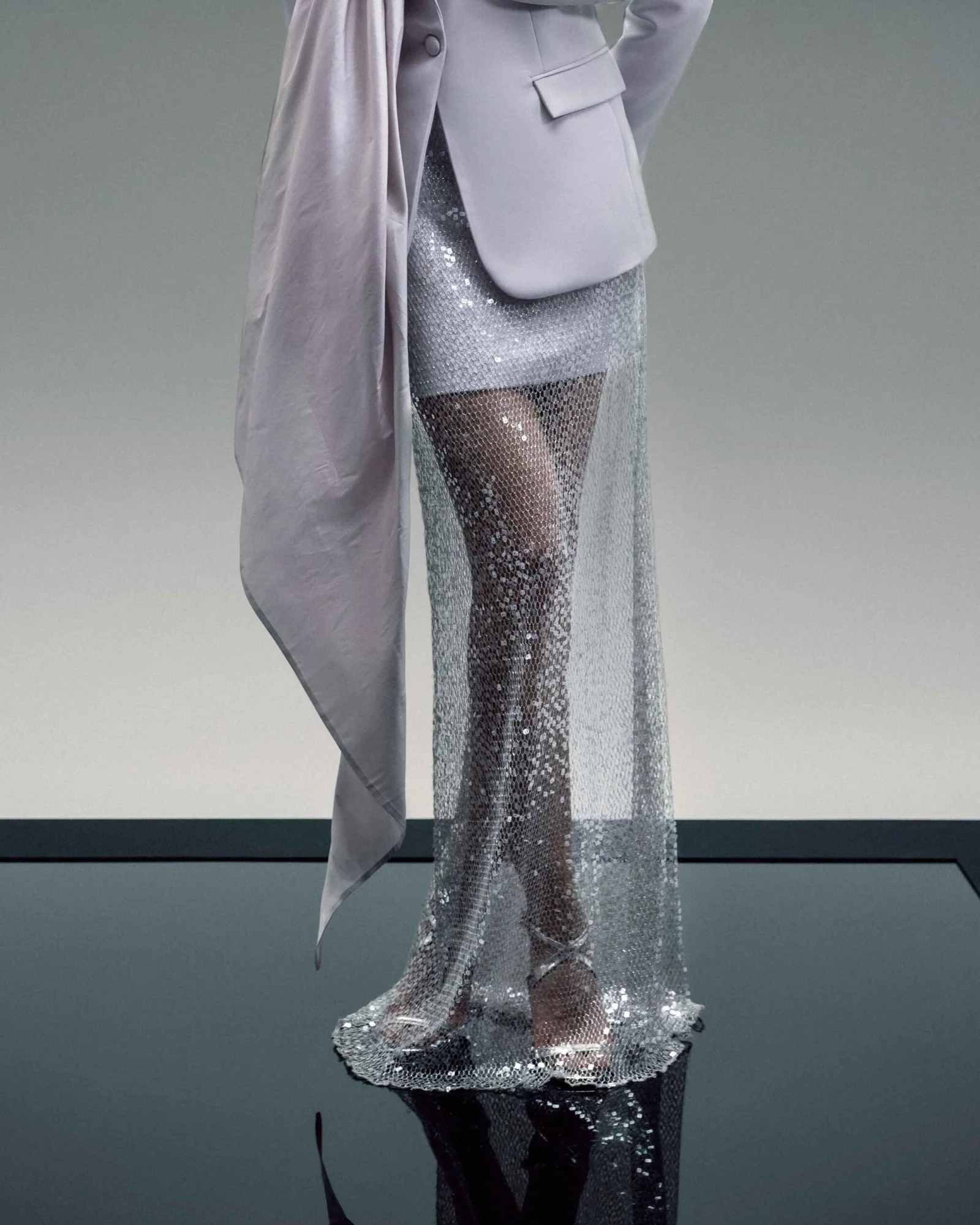 Sparkling Sequin Mesh Overlay, Lilac Skirt - Image 2