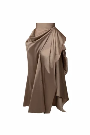 Draped Gold Taffeta Maxi Skirt